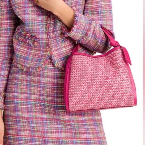 ✨️NWT✨️Kate Spade Limited Edition, 2Way Raffia Tweed Satchel, Triple Compartment - Picture 11 of 14